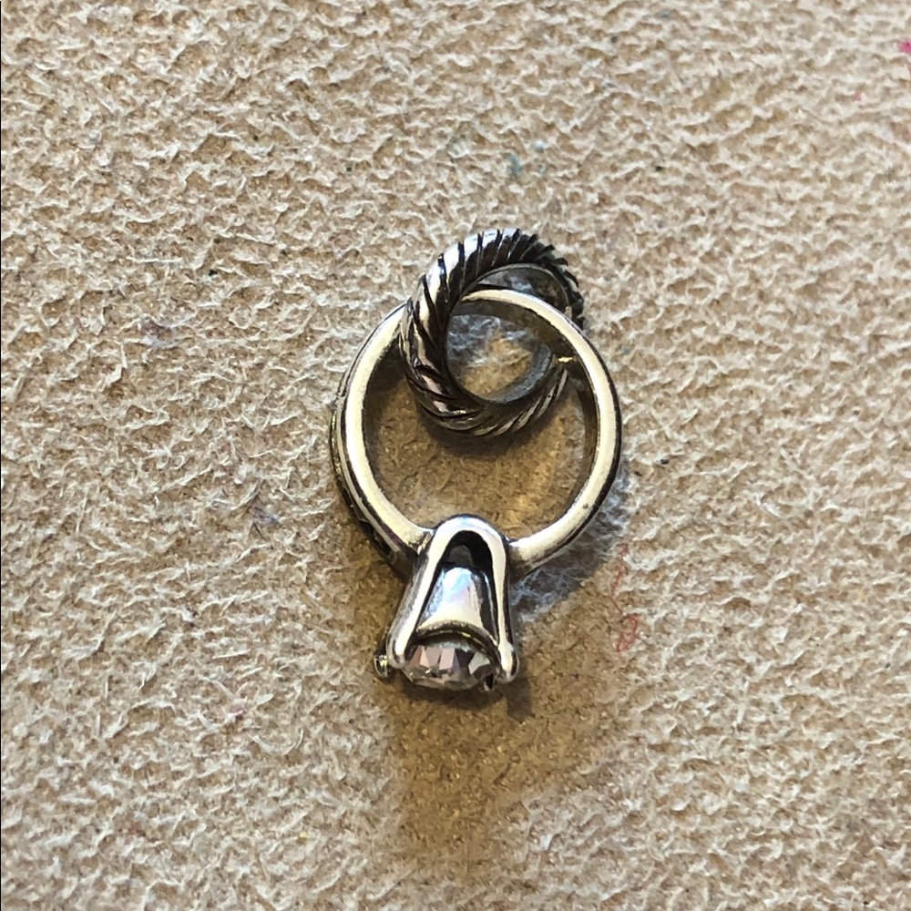 🆕 Brighton Diamond Ring charm Big clear Swarovski crystal set in silver Retired - Picture 3 of 5